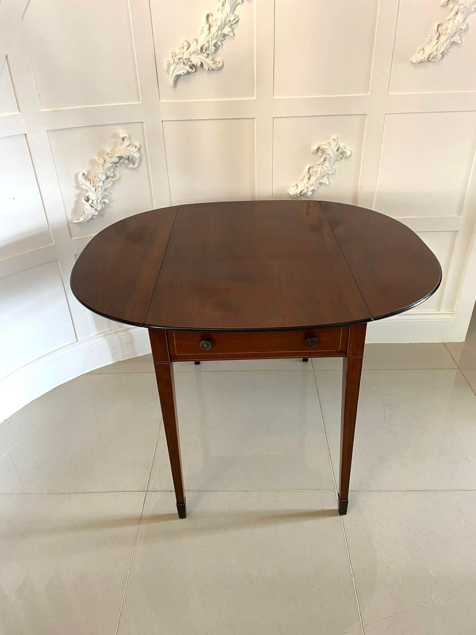English Fine Quality Antique Inlaid Mahogany Pembroke Table For Sale