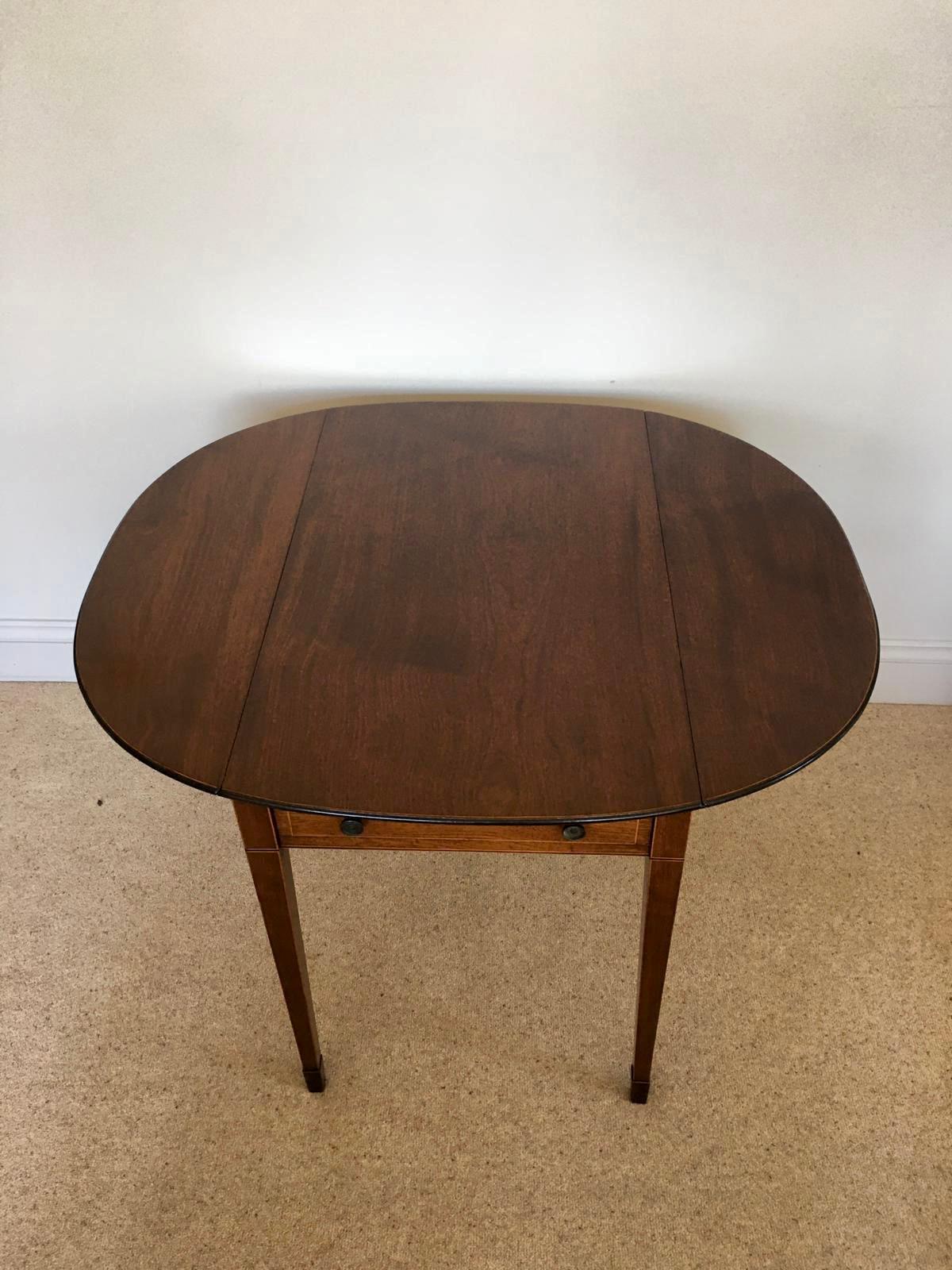 19th Century Fine Quality Antique Inlaid Mahogany Pembroke Table For Sale