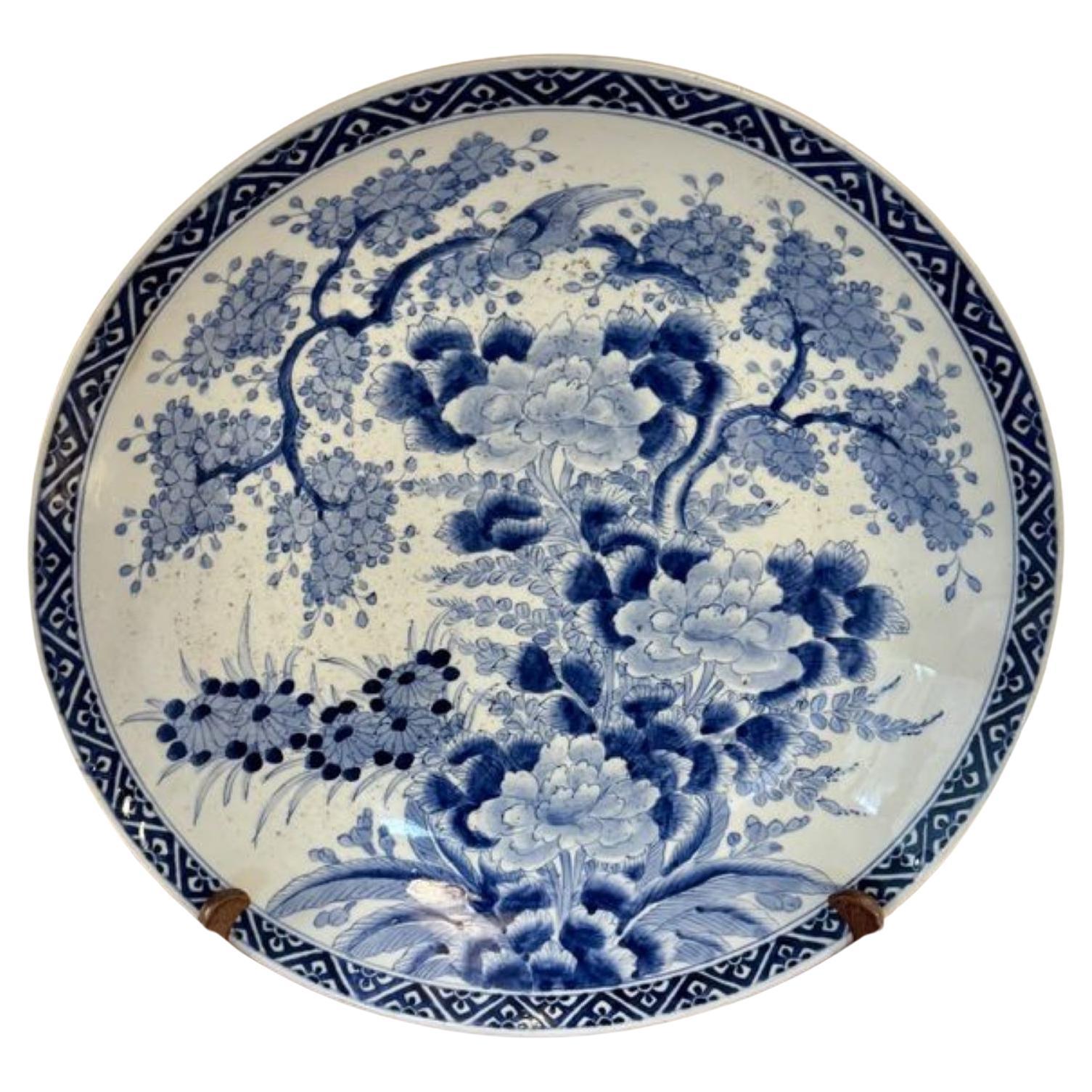 Fine quality antique Japanese blue and white imari charger