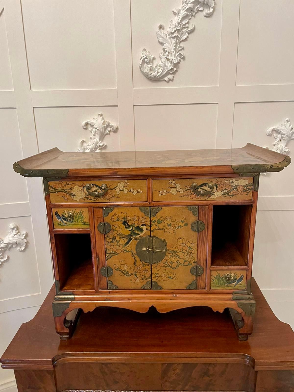 Fine Quality Antique Japanese Floral Decorated Table Cabinet 5