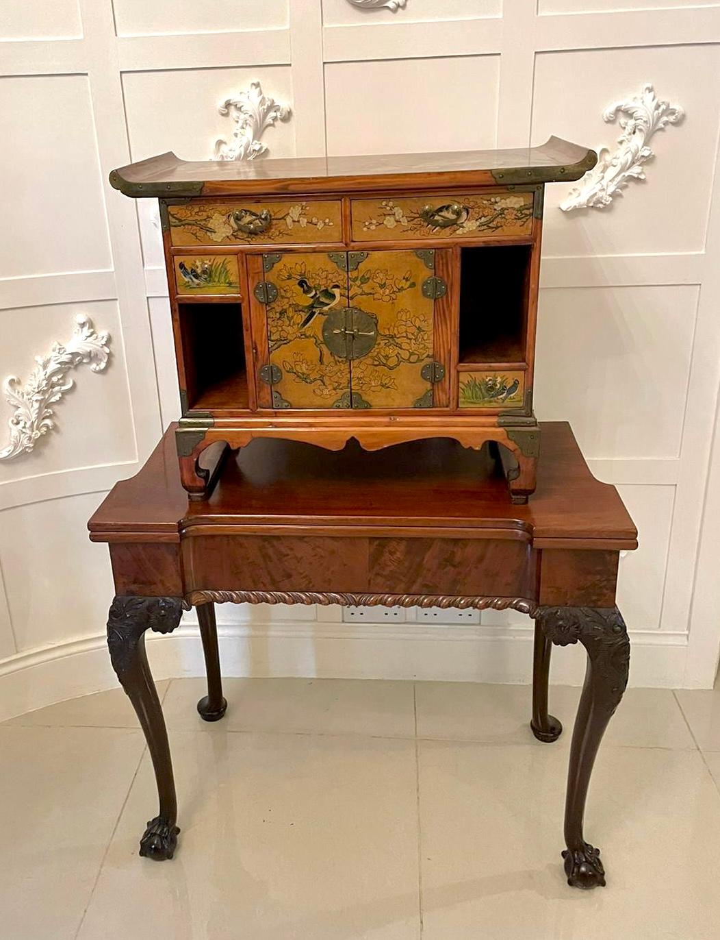 Fine Quality Antique Japanese Floral Decorated Table Cabinet 9