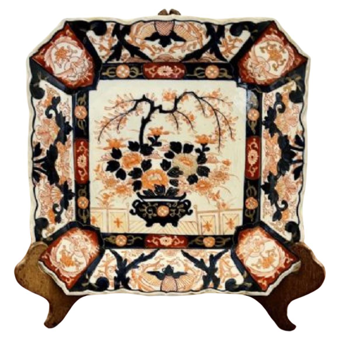 Fine quality antique Japanese Imari large square plate  For Sale