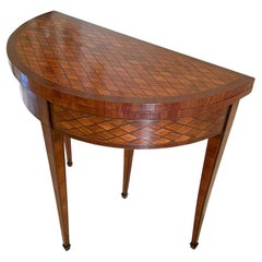 Fine Quality Antique Louis XV French Parquetry Demi-lune Card Table