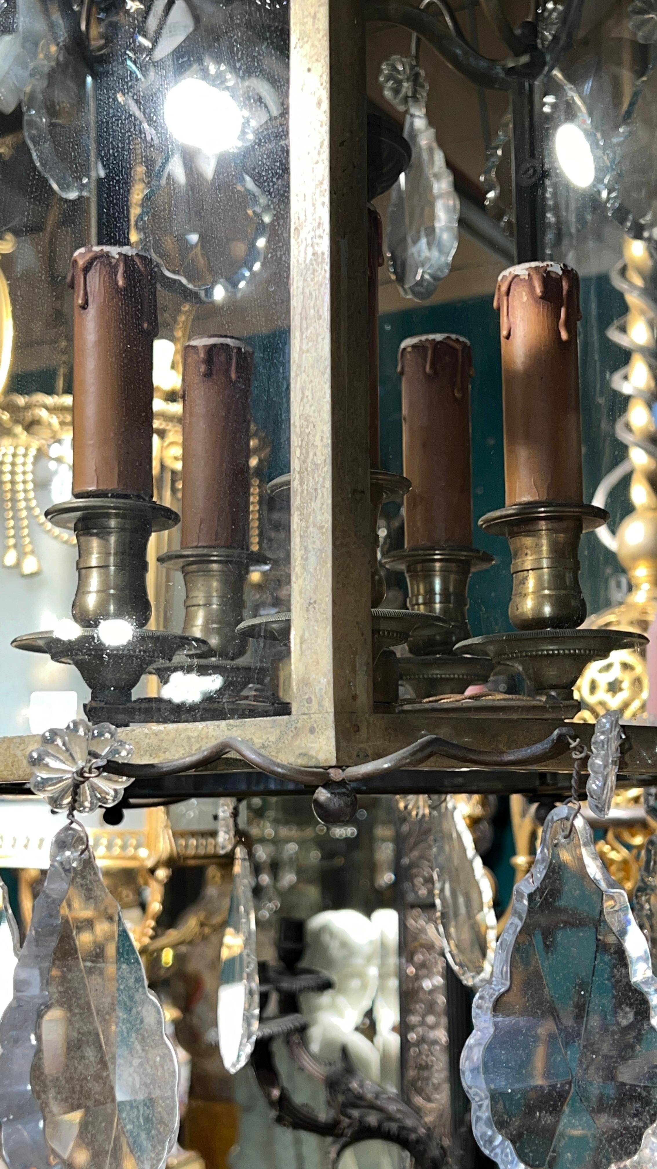 Belle qualité de style Louis XV antique  Lanterne à quatre lumières en vente 4