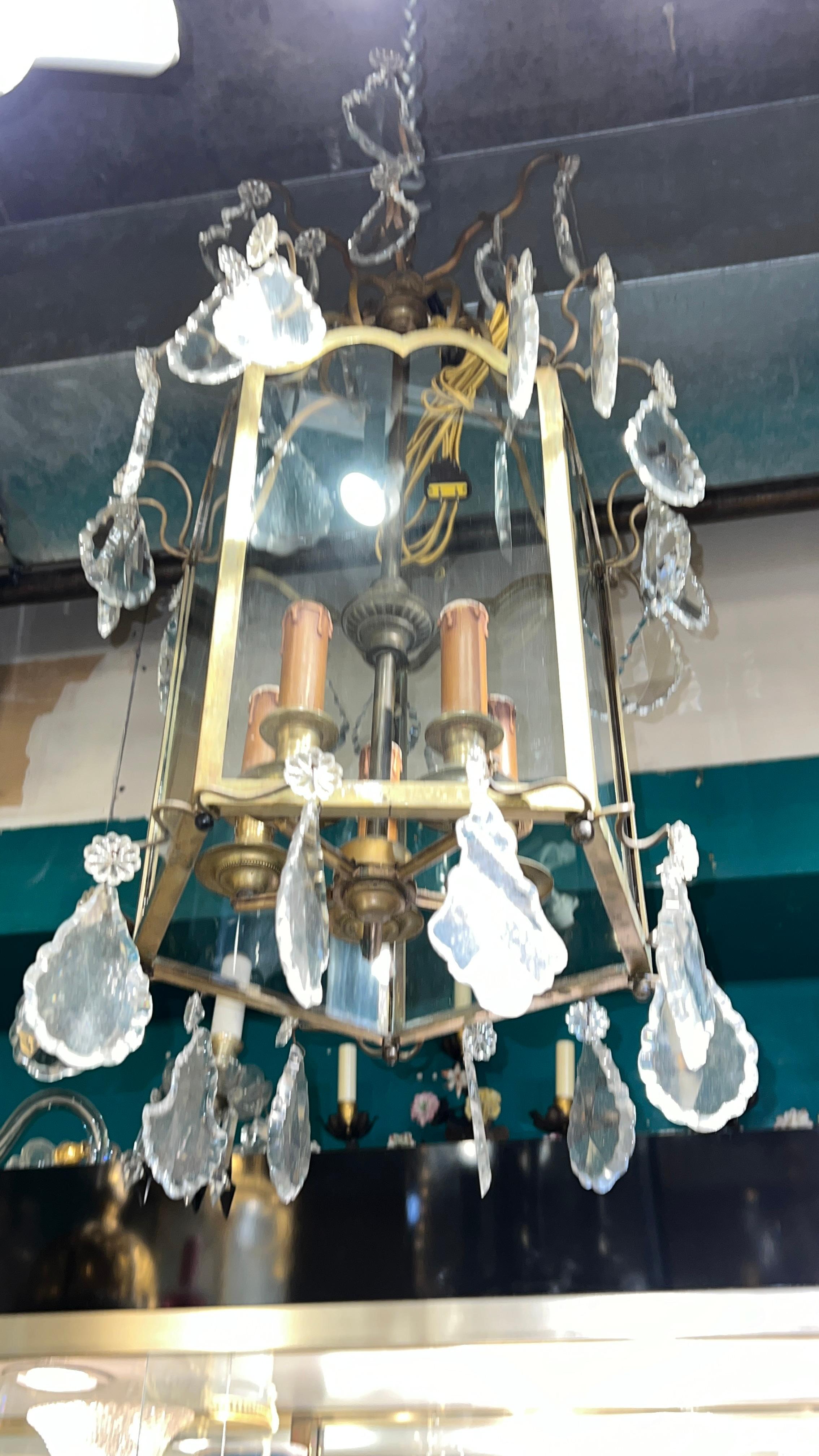 Belle qualité de style Louis XV antique  Lanterne à quatre lumières en vente 6