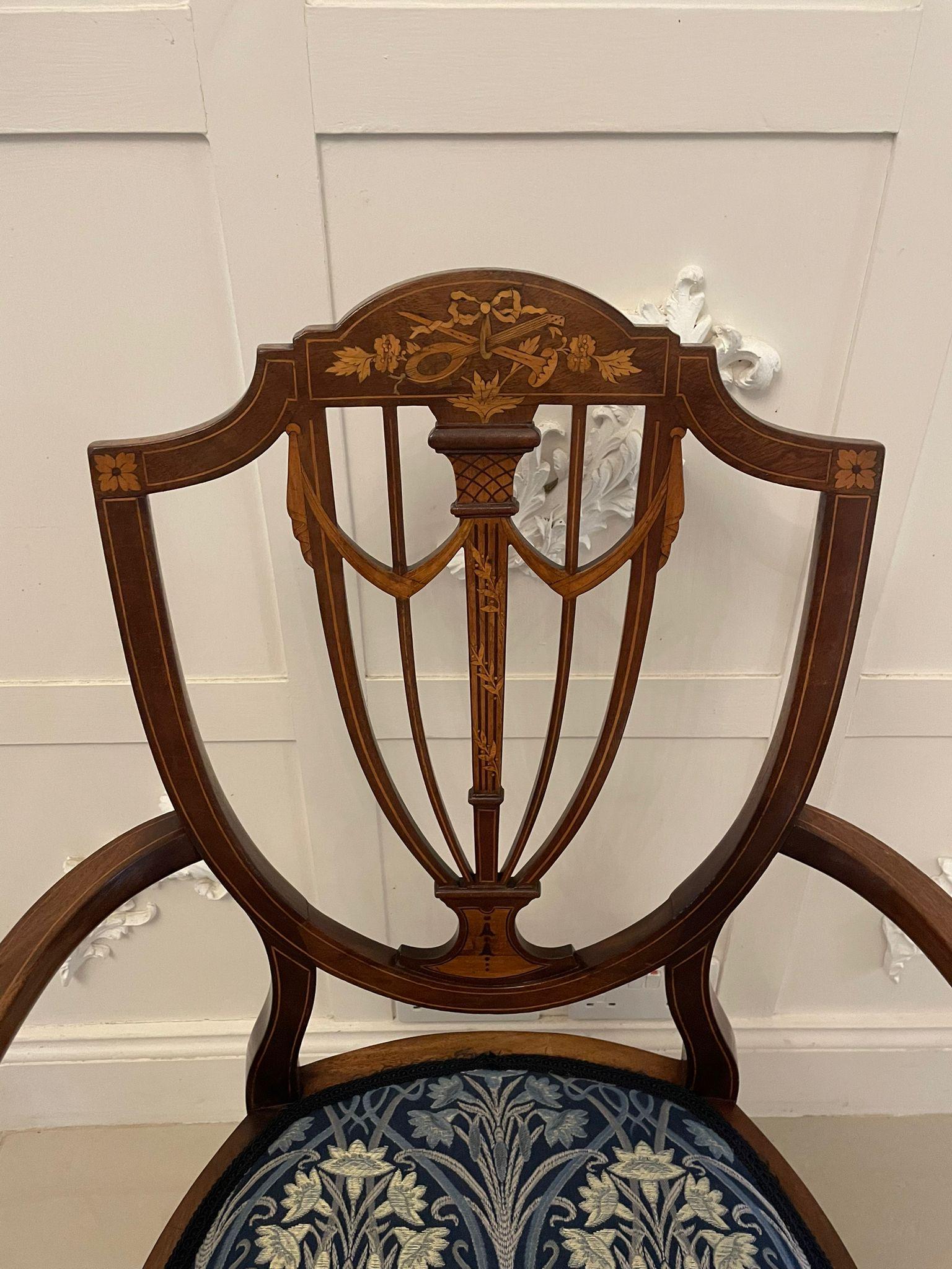 Fine Quality Antique Mahogany Inlaid Desk Chair For Sale 5