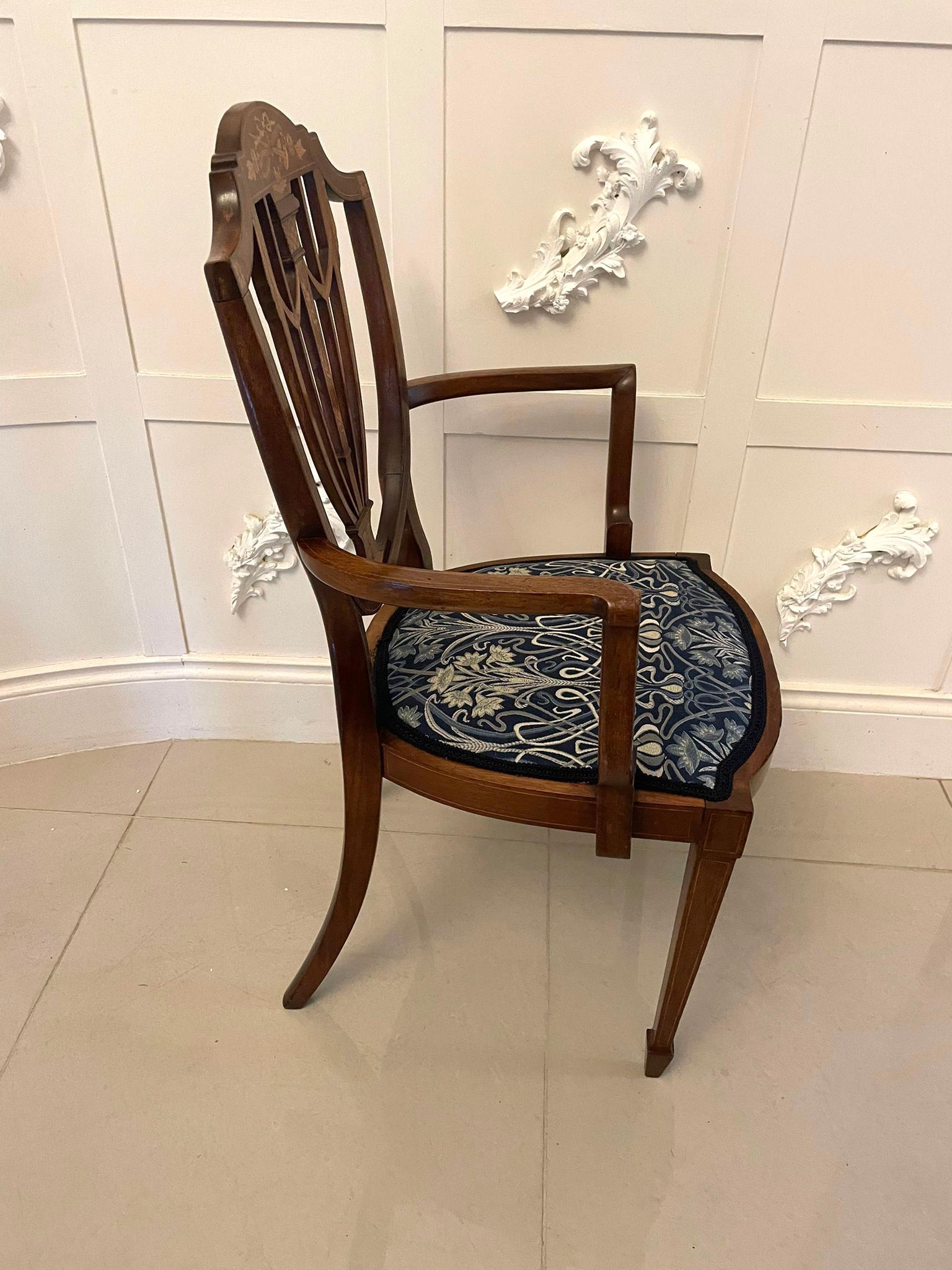 English Fine Quality Antique Mahogany Inlaid Desk Chair For Sale