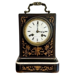 Fine quality antique marquetry inlaid mantle clock by Thomas A Paris