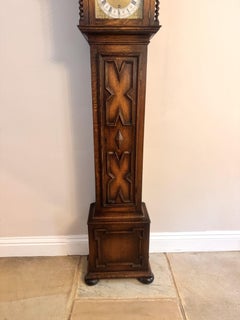 Fine Quality Antique Oak 8 Day Chiming Grandmother Clock