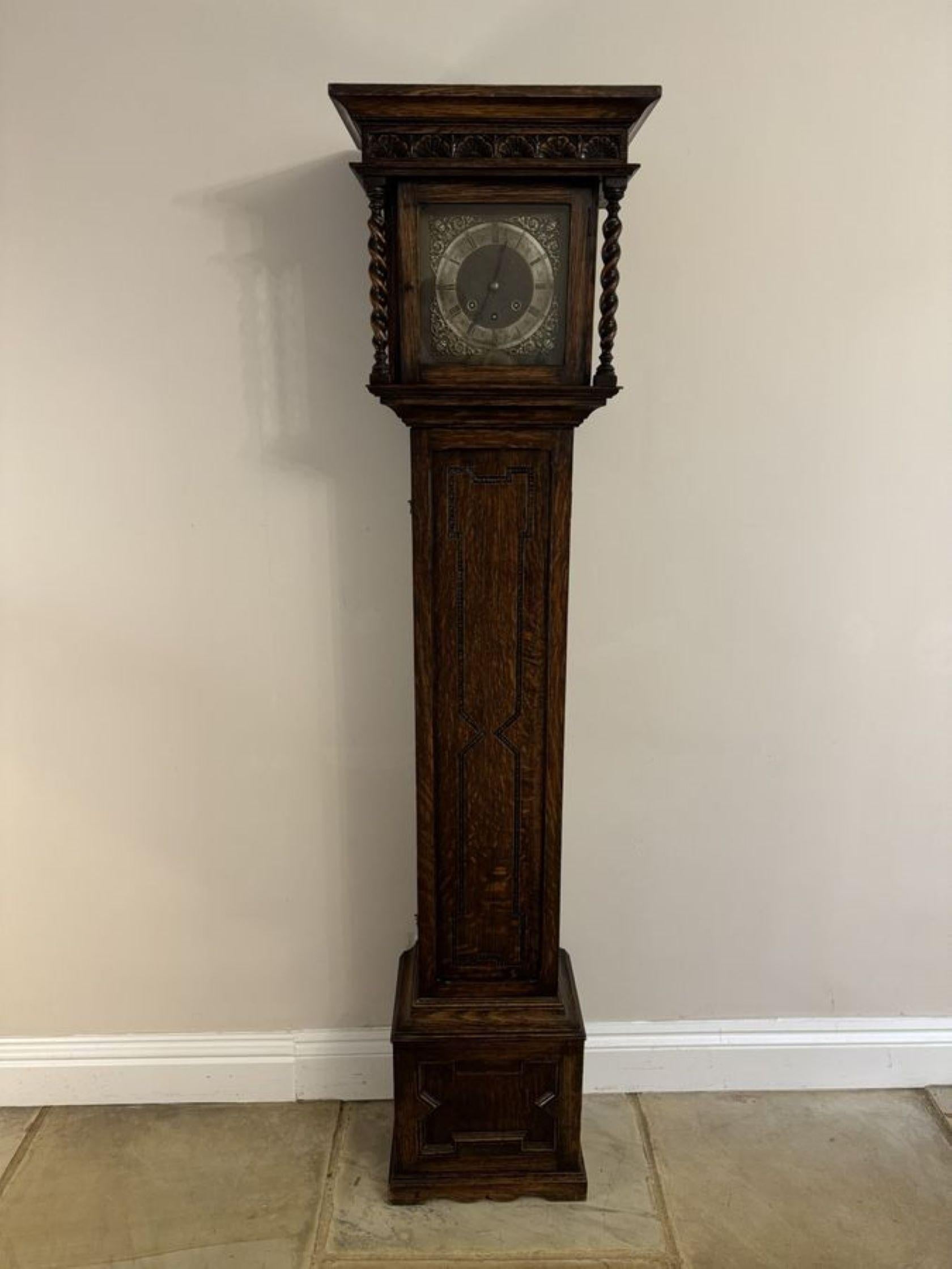 Fine Quality antique Oak 8 Day Chiming Grandmother Clock For Sale 1
