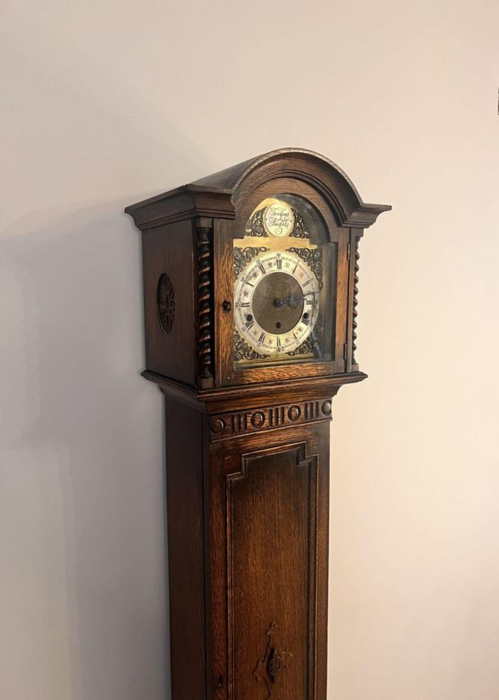 Brass Fine Quality Antique Oak 8 Day Chiming Grandmother Clock