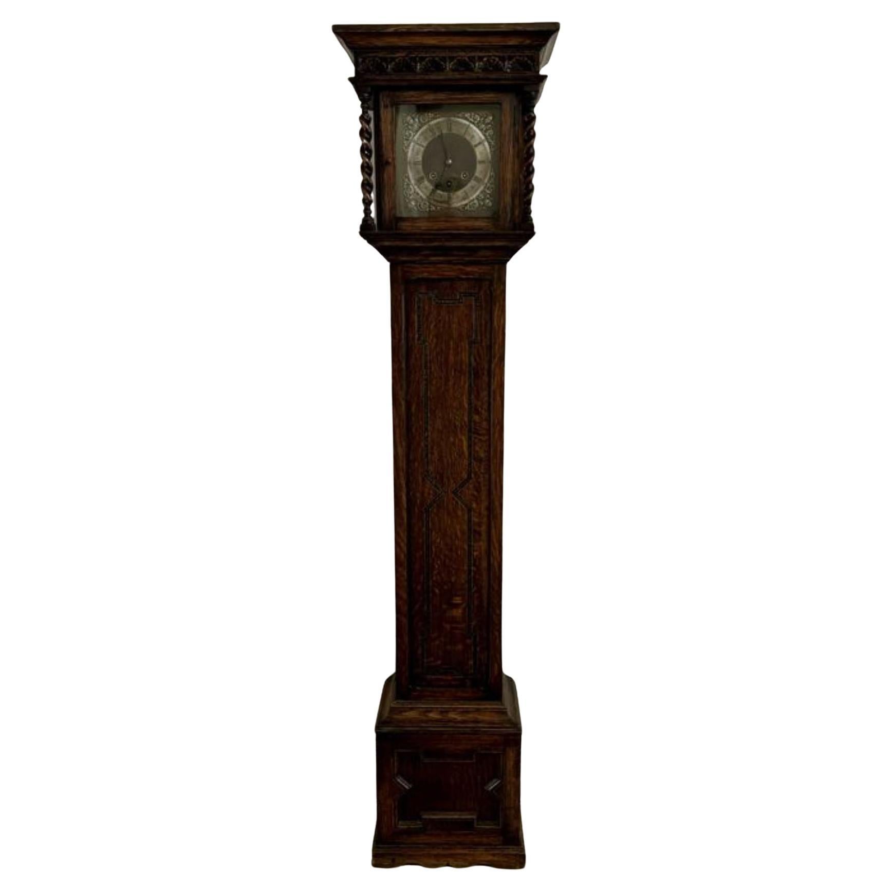 Fine Quality antique Oak 8 Day Chiming Grandmother Clock