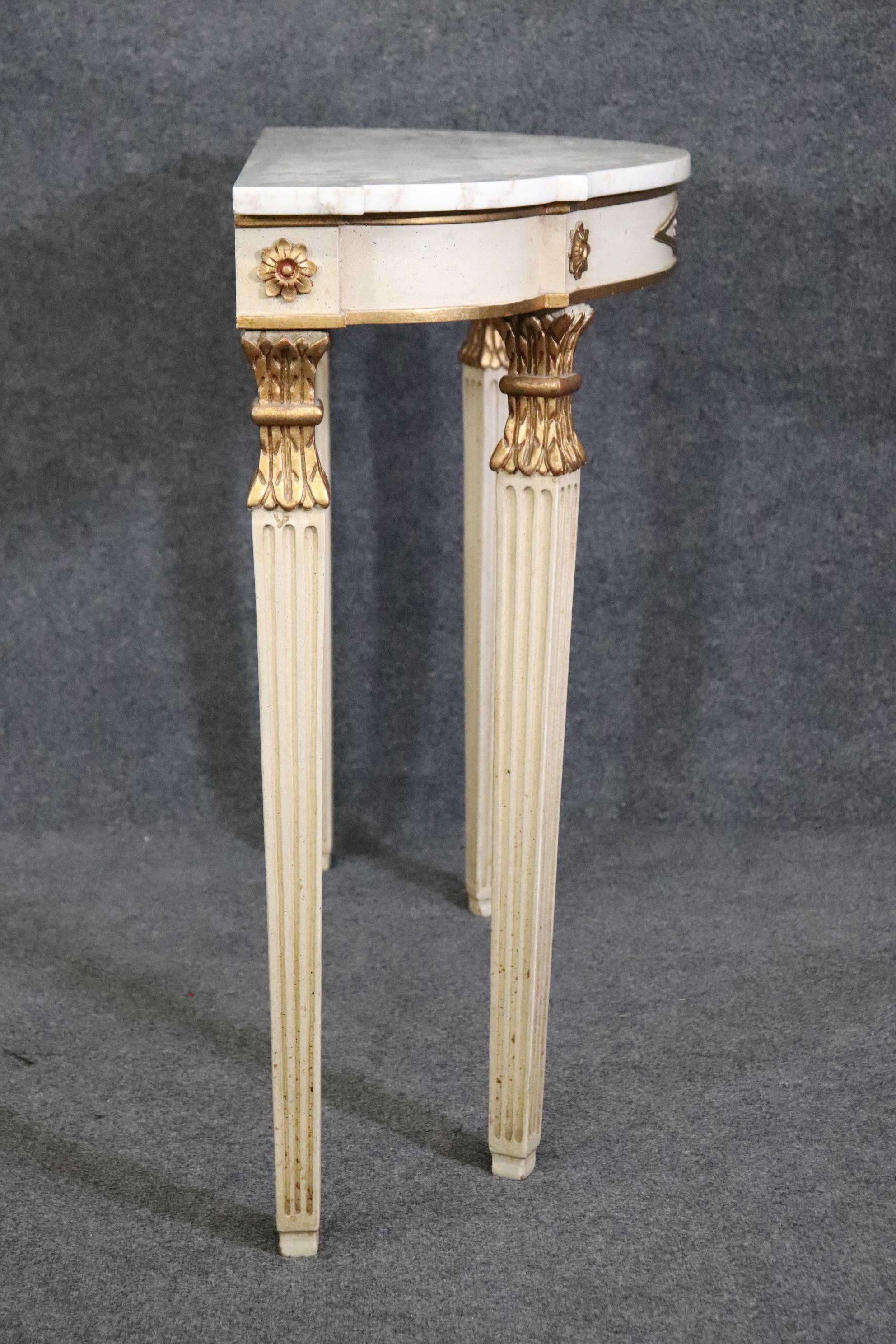 Fine Quality Antique Painted French Directoire Style Marble Top Console Table  For Sale 2