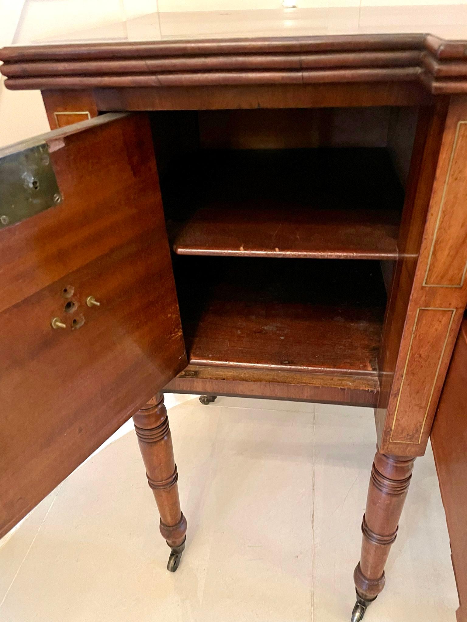 Fine Quality Antique Regency Brass Inlaid Mahogany Breakfront Sideboard For Sale 13