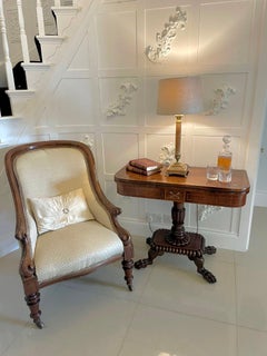 Fine Quality Antique Regency Carved Rosewood Brass Inlaid Card/Side Table