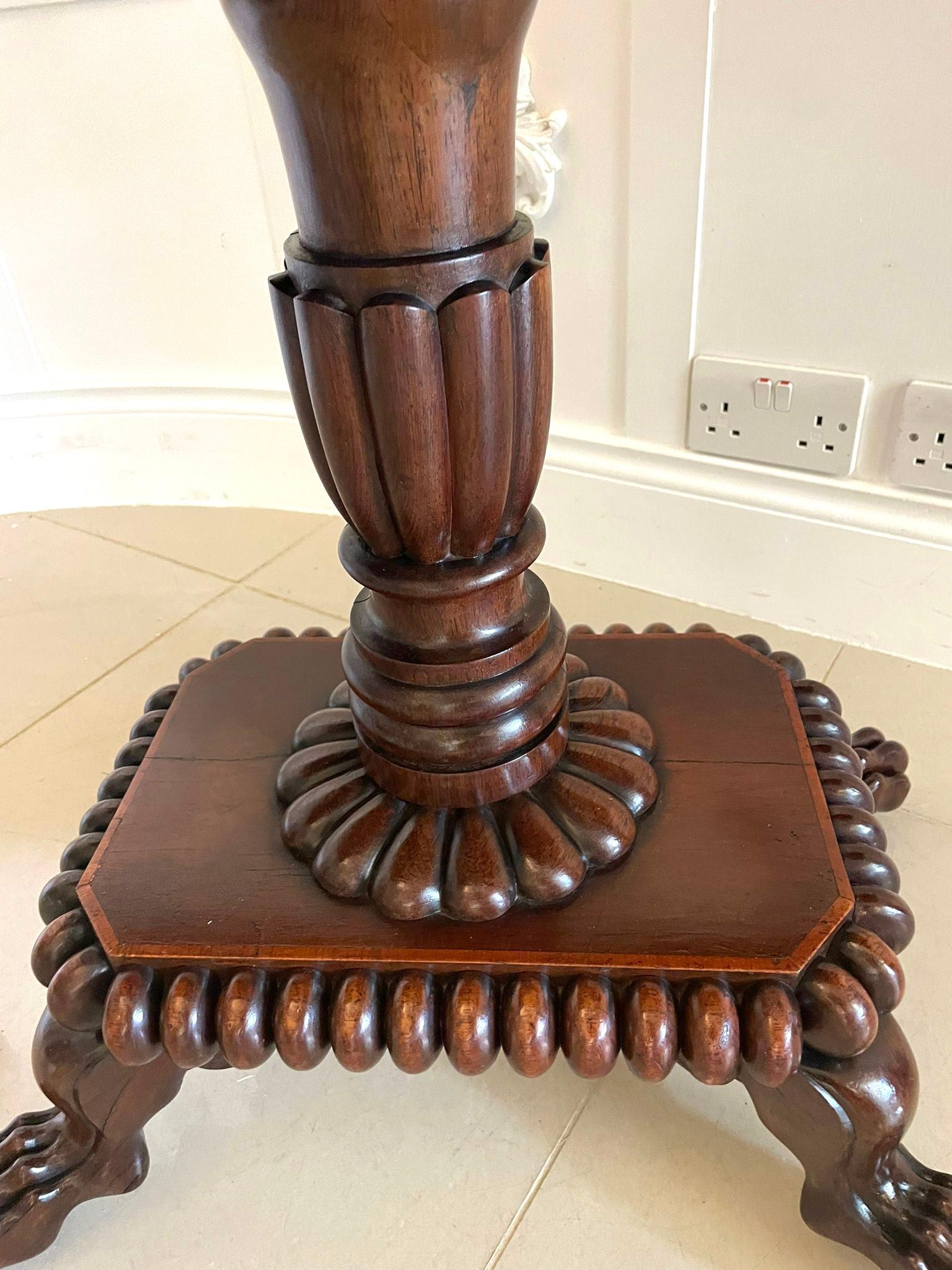 Fine Quality Antique Regency Carved Rosewood Brass Inlaid Card/Side Table For Sale 2