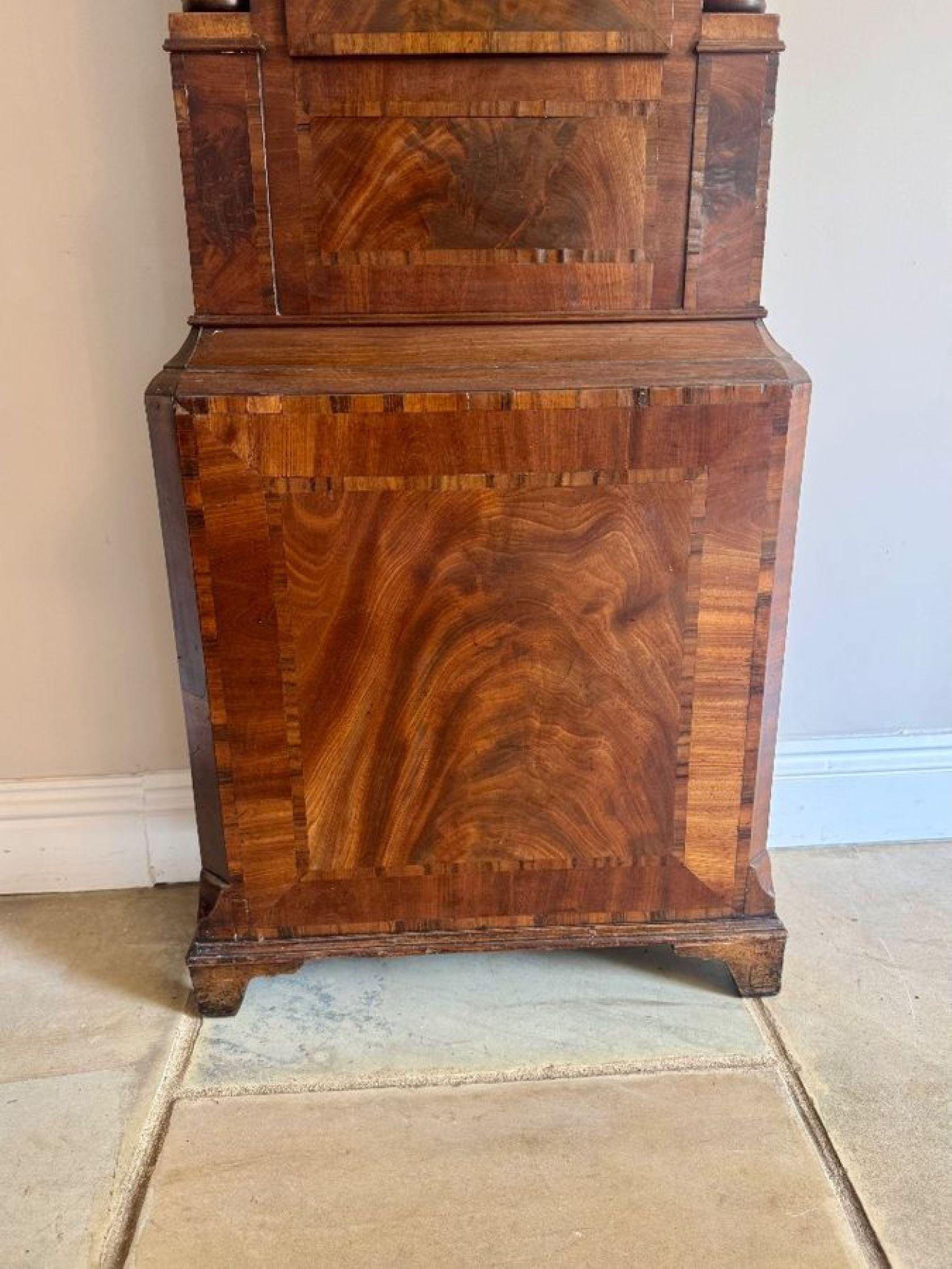 Fine quality antique Regency inlaid mahogany longcase clock For Sale 4