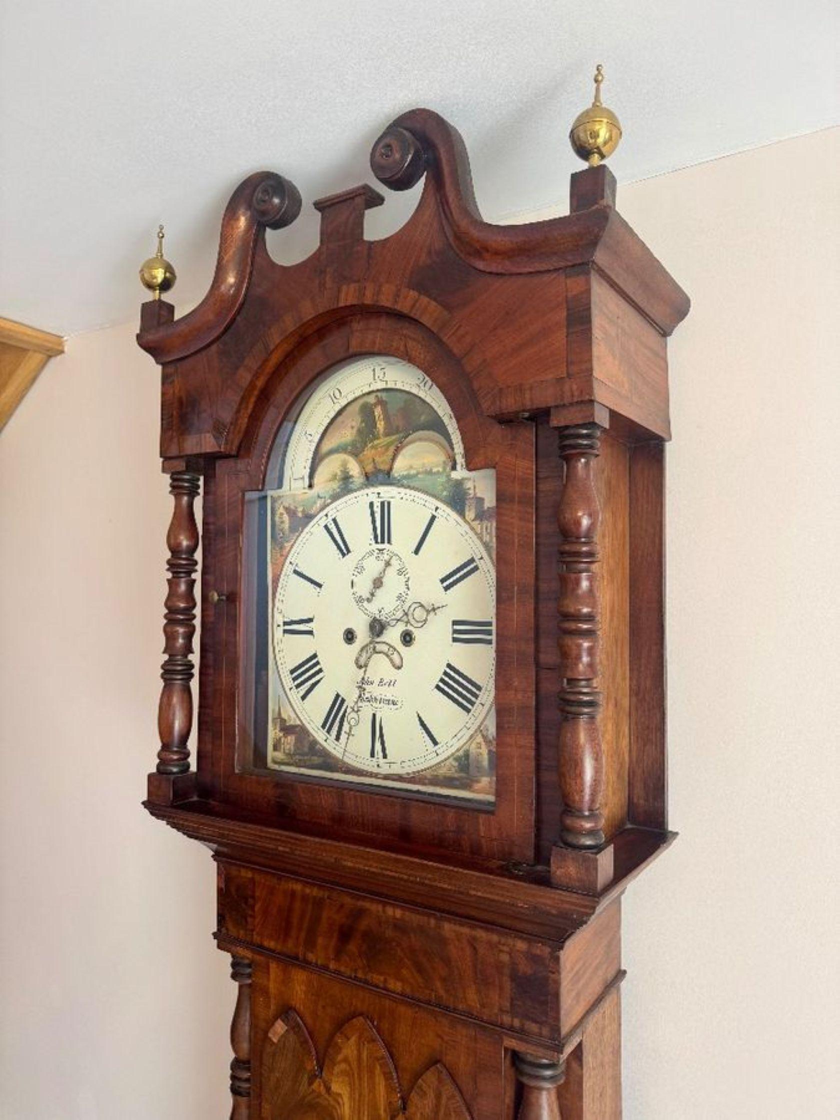 Fine quality antique Regency inlaid mahogany longcase clock In Good Condition For Sale In Ipswich, GB