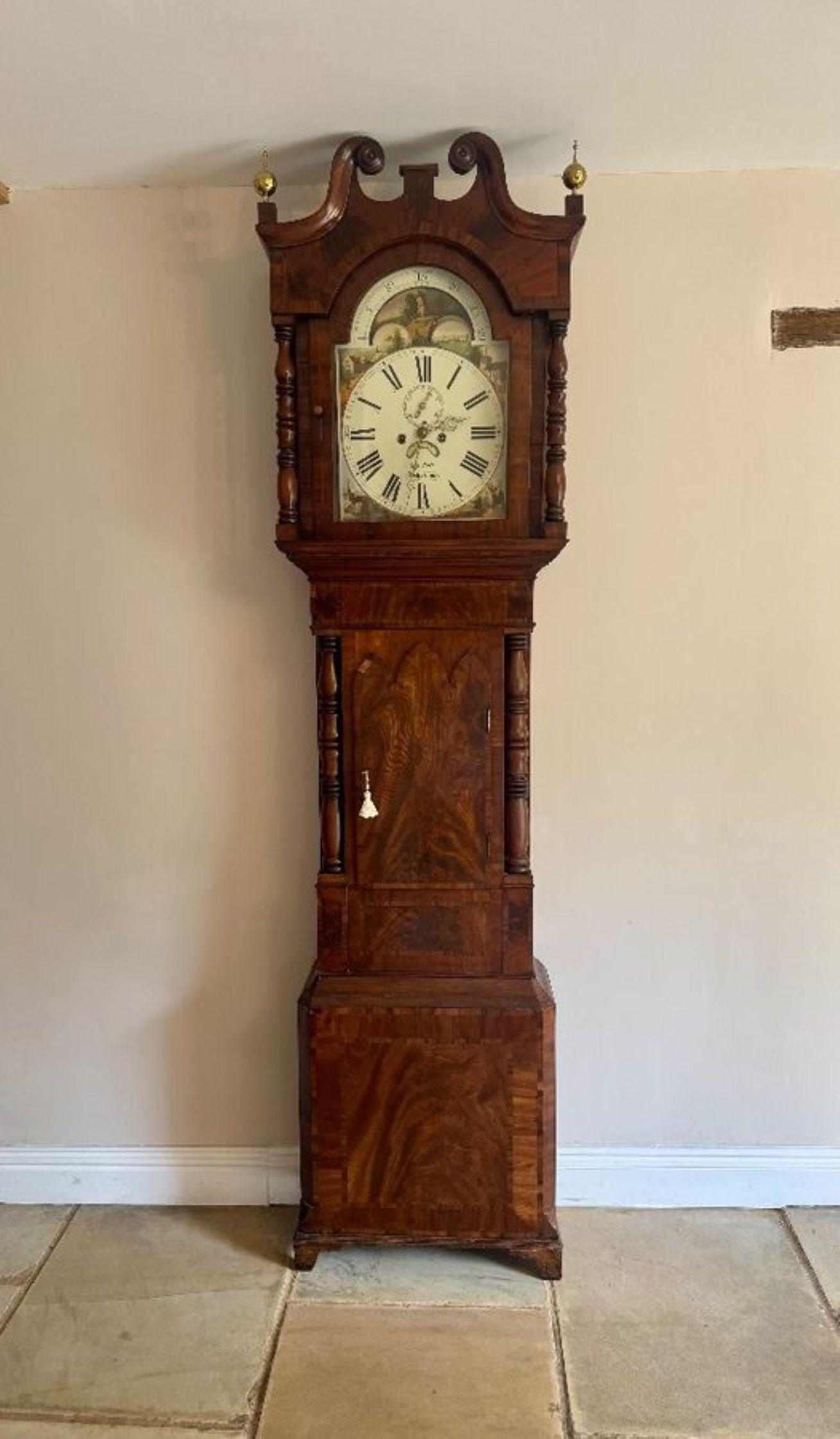 Fine quality antique Regency inlaid mahogany longcase clock For Sale 1