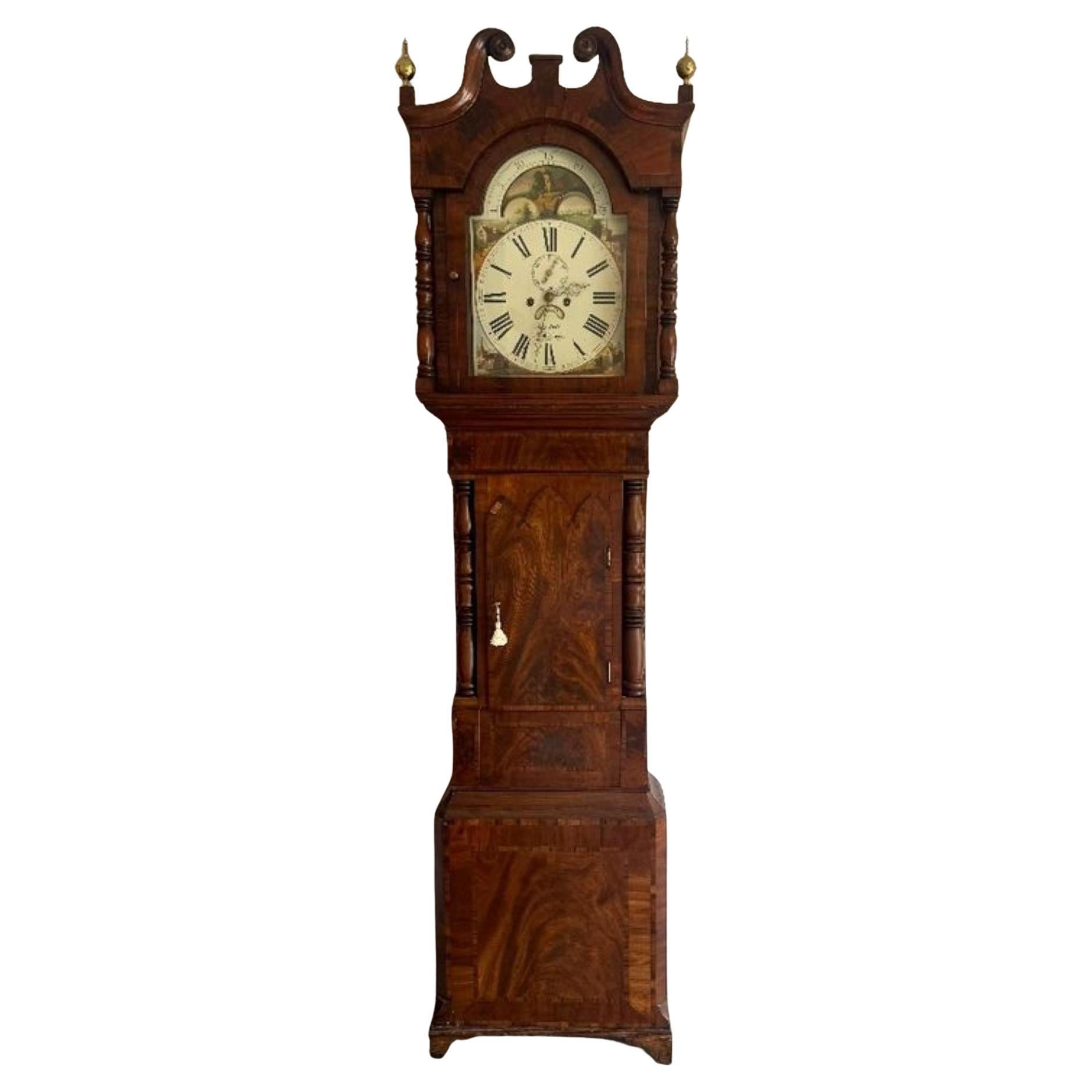 Fine quality antique Regency inlaid mahogany longcase clock For Sale