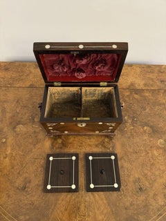 Caja de té antigua de palisandro de la Regencia de gran calidad