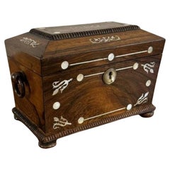 Fine quality antique Regency rosewood tea caddy