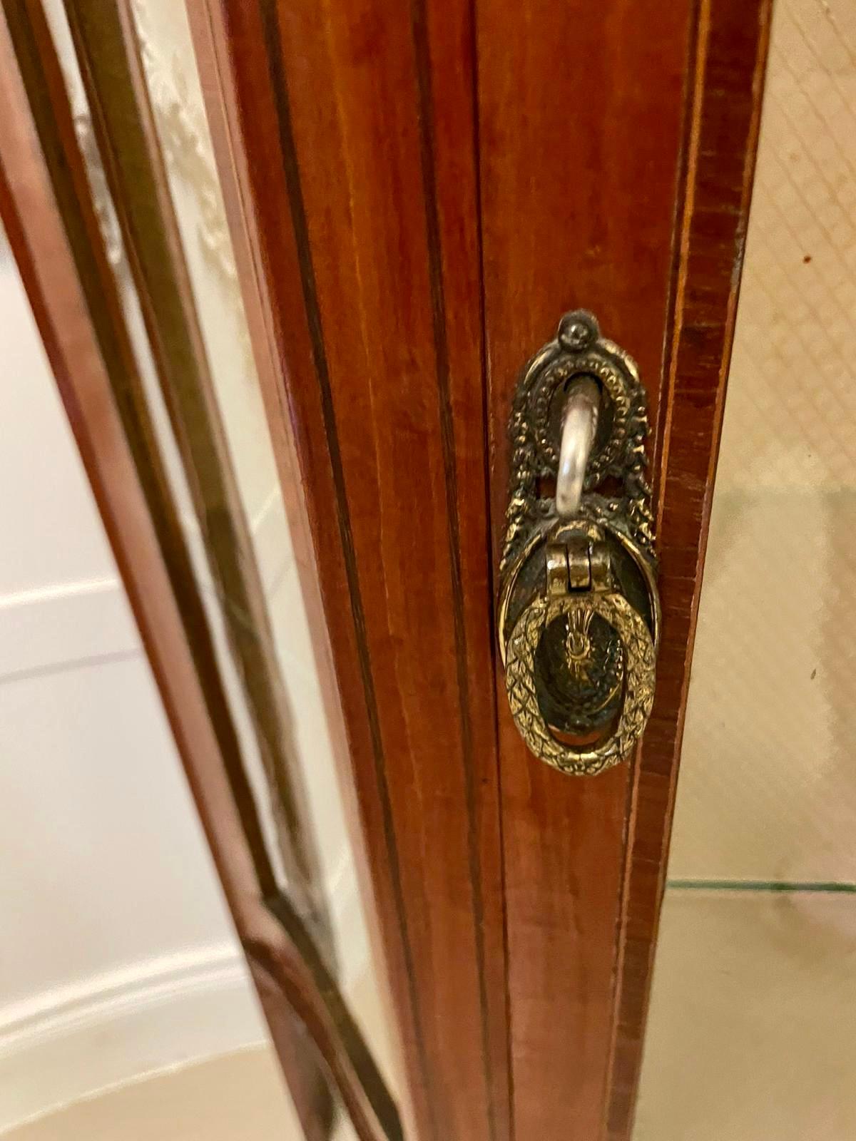 Fine Quality Antique Satinwood Display Cabinet with Original Painted Decoration For Sale 3