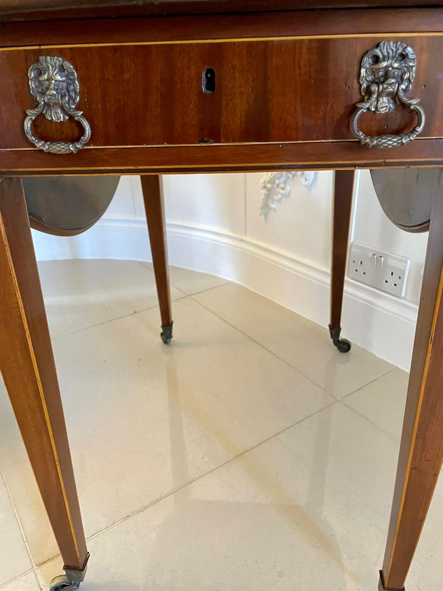Fine Quality Antique Sheraton Period Inlaid Mahogany Pembroke Table For Sale 3
