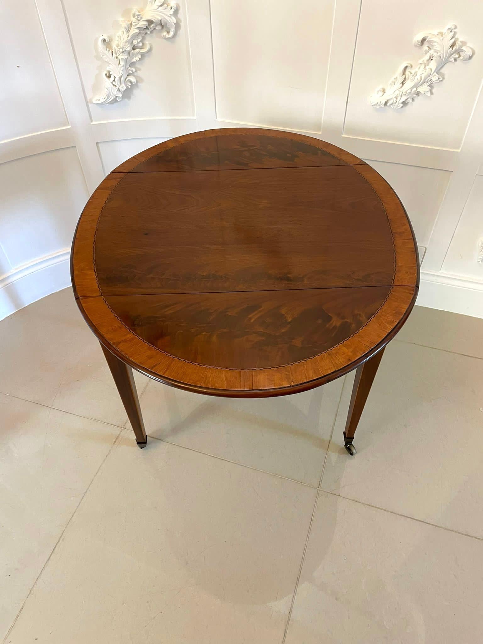 Fine Quality Antique Sheraton Period Inlaid Mahogany Pembroke Table For Sale 4