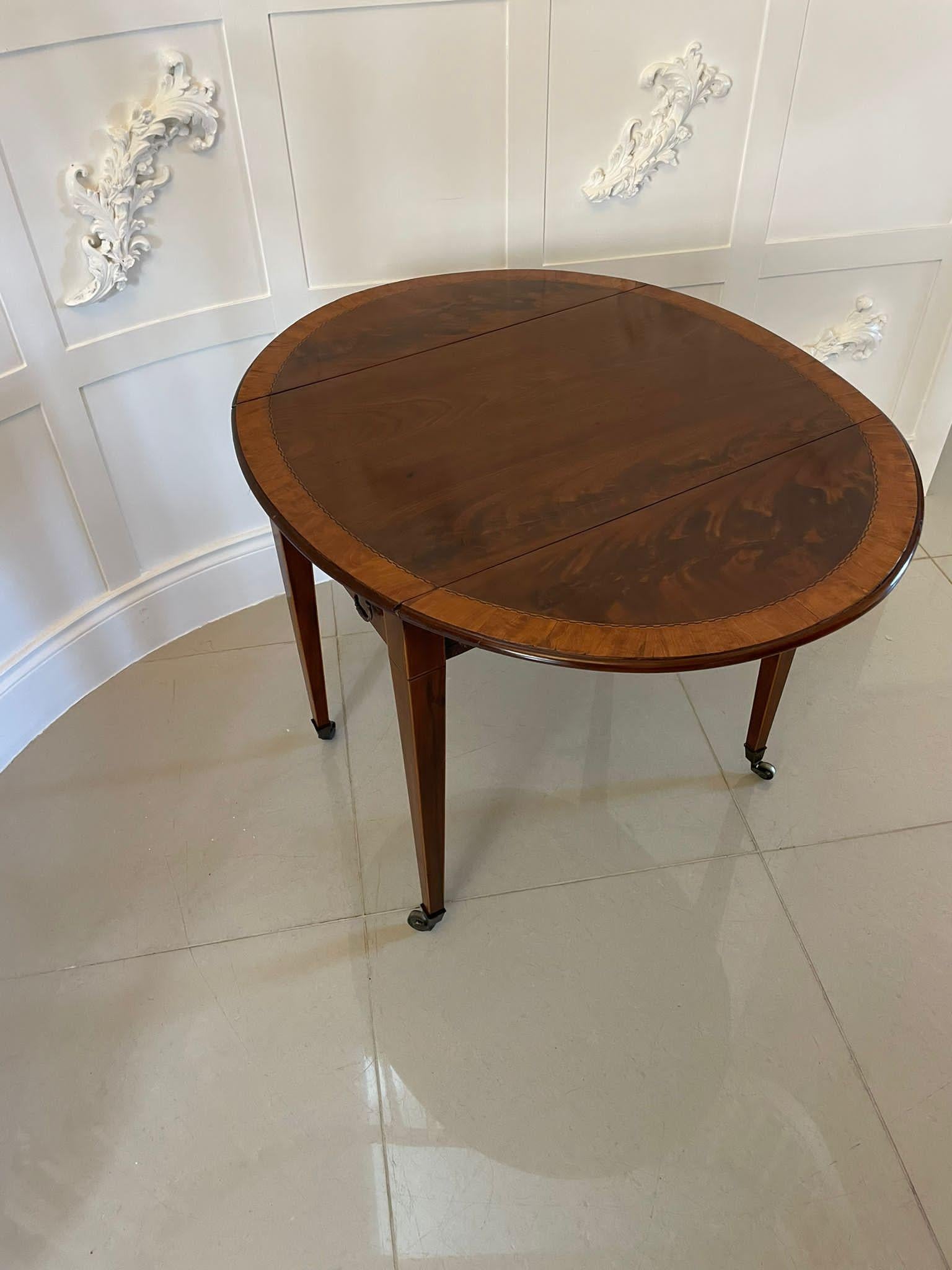 English Fine Quality Antique Sheraton Period Inlaid Mahogany Pembroke Table For Sale