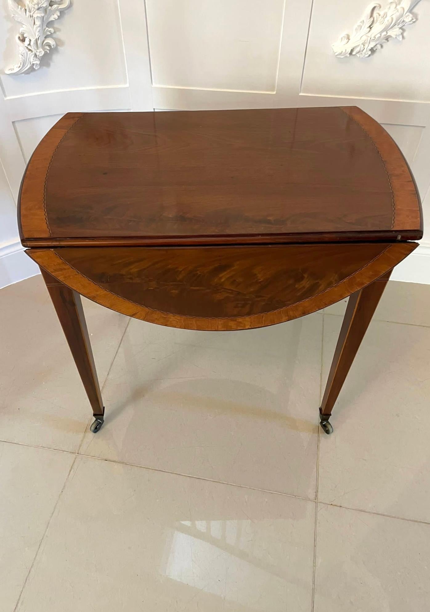Fine Quality Antique Sheraton Period Inlaid Mahogany Pembroke Table In Good Condition For Sale In Suffolk, GB