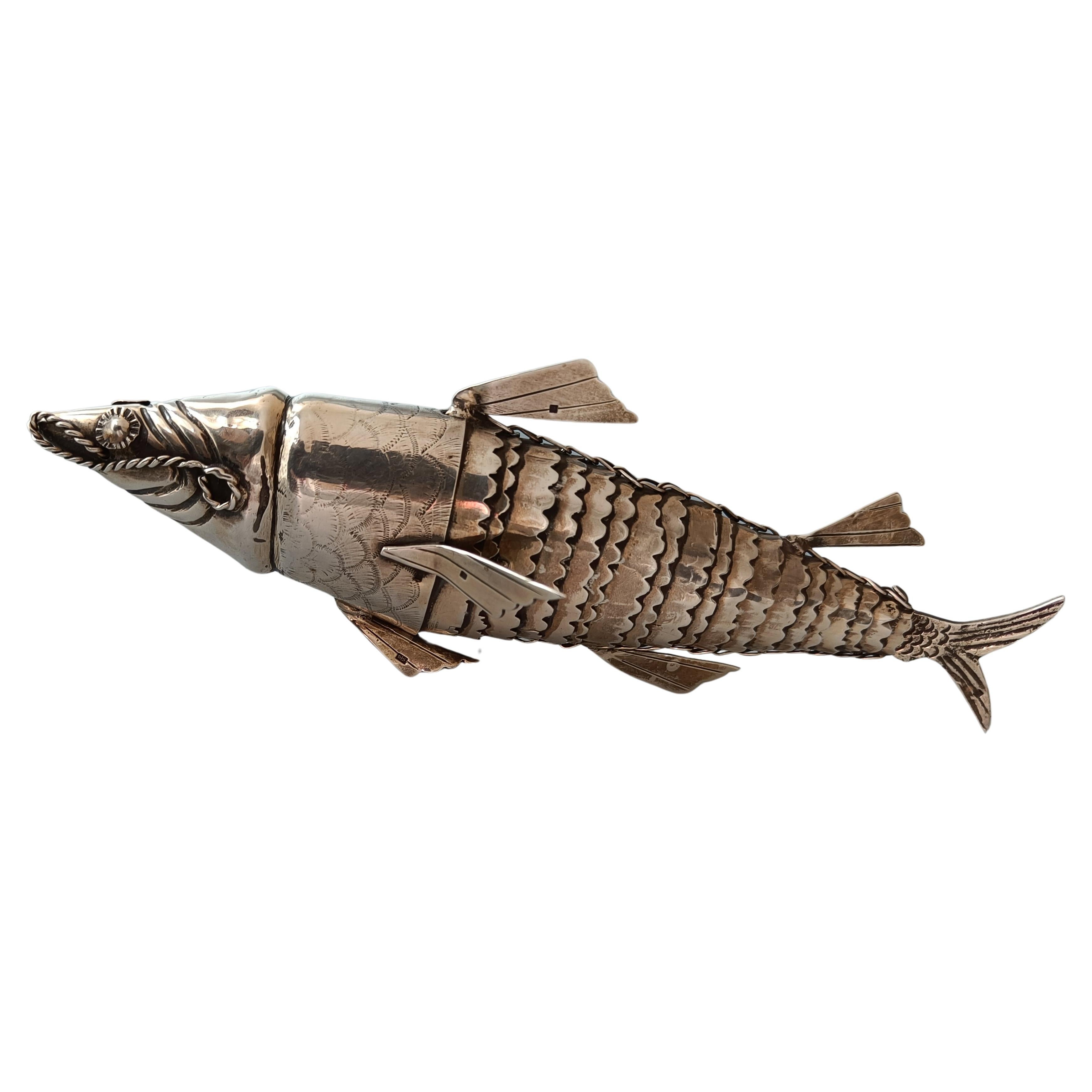 Fine quality Antique Silver articulated fish Hallmarked Decorative Antiques For Sale