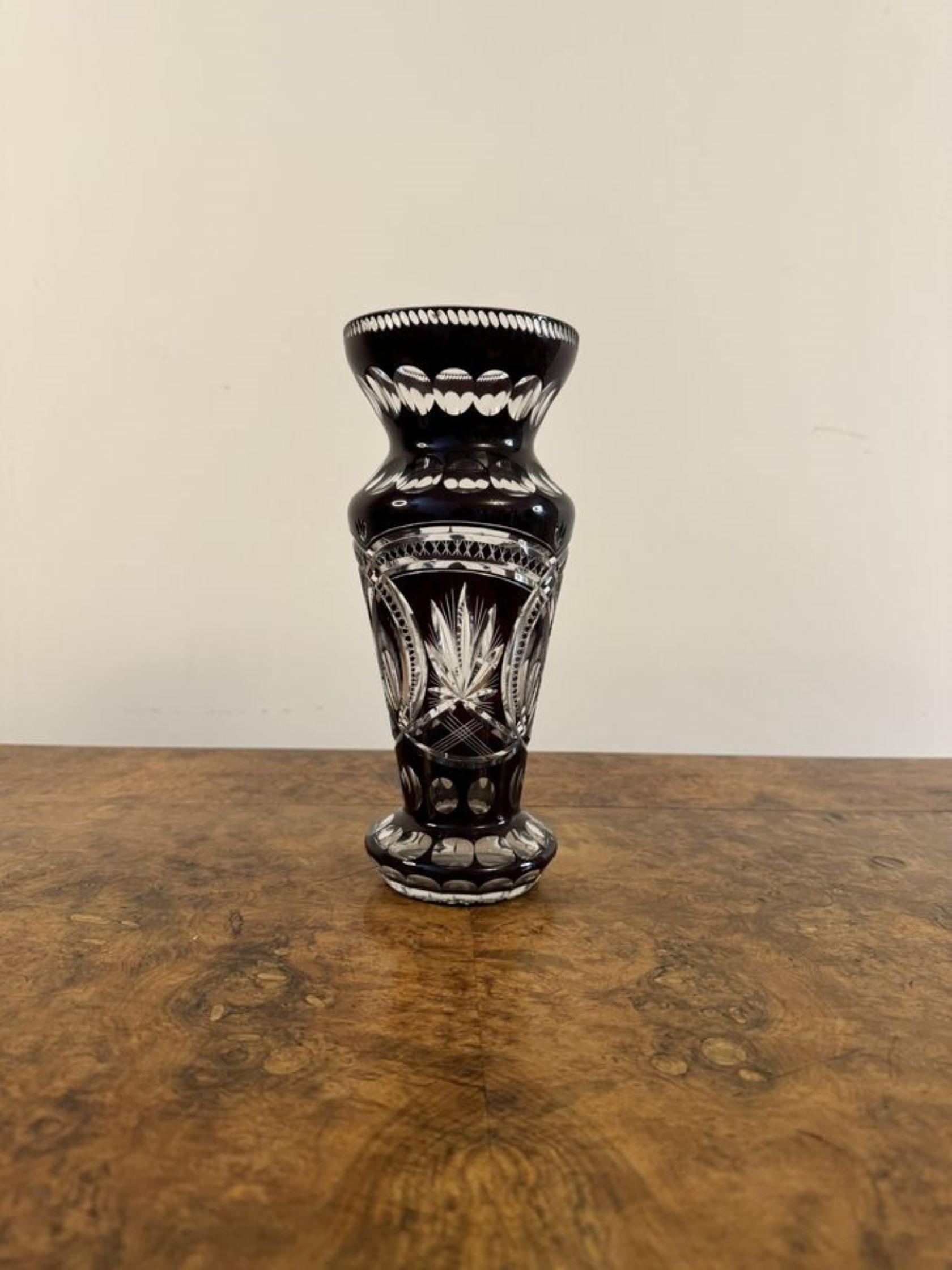 Jarrón antiguo victoriano de cristal de Bohemia de gran calidad en Bueno estado para la venta en Ipswich, GB