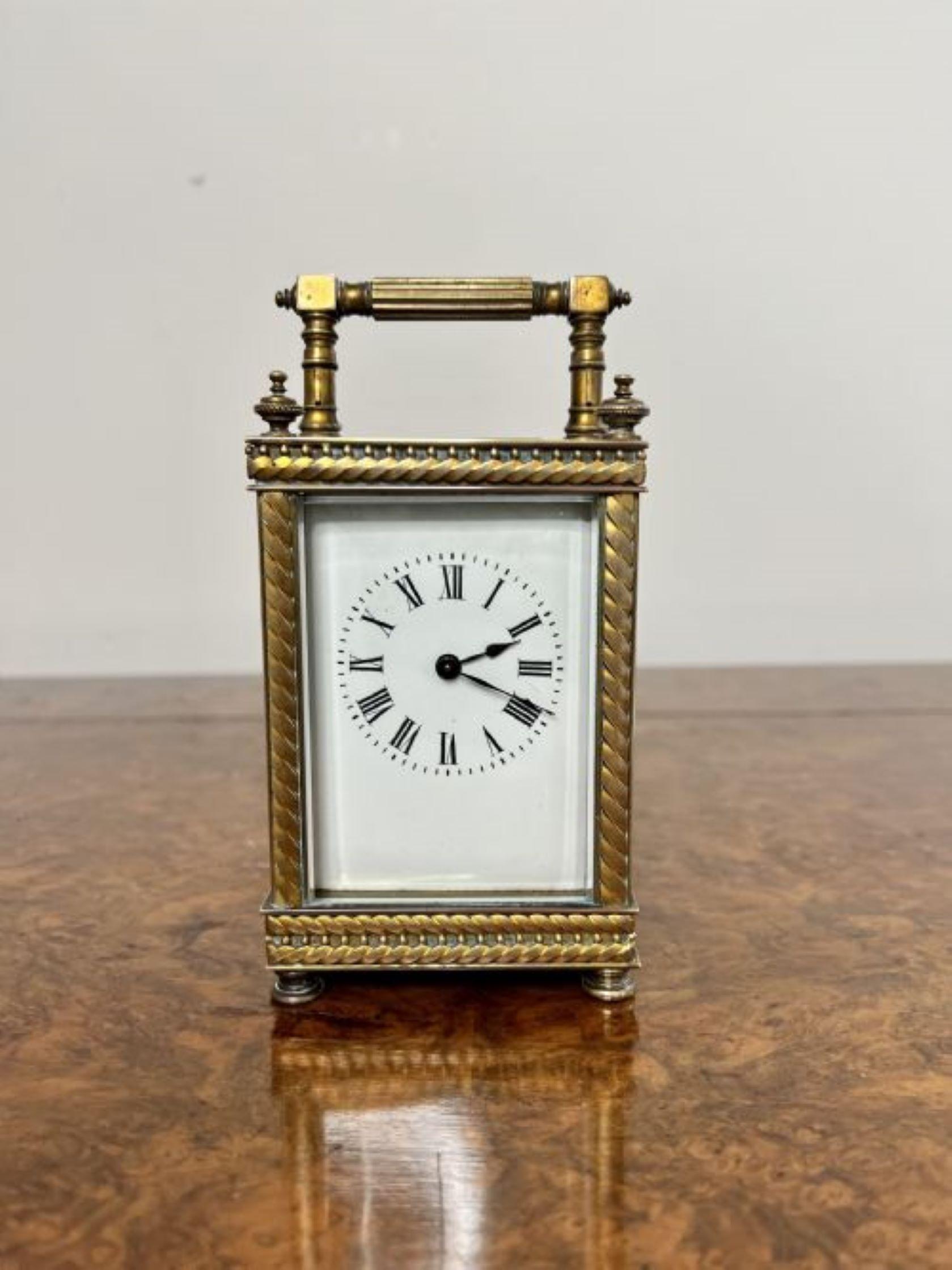 19th Century Fine quality antique Victorian brass Carriage Clock  For Sale