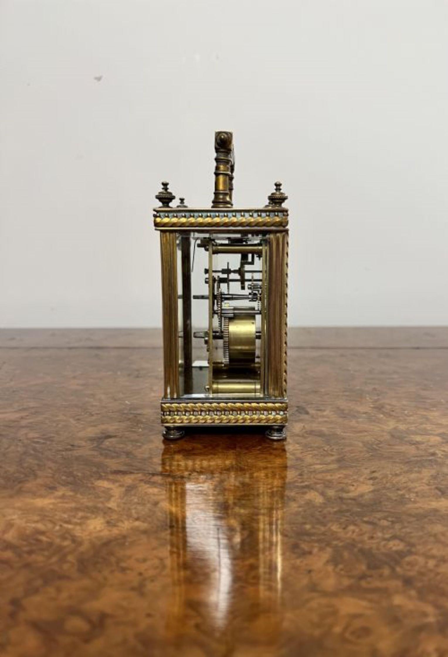 19th Century Fine quality antique Victorian brass Carriage Clock  For Sale
