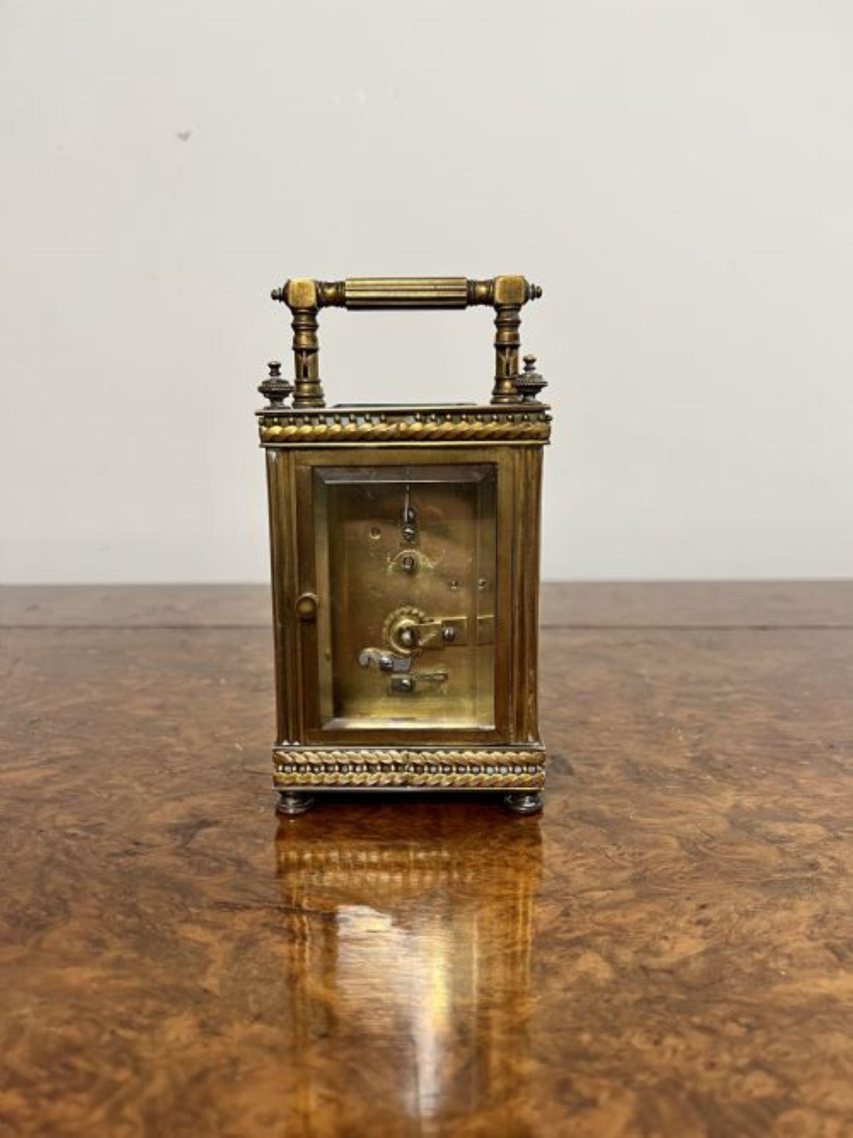 Fine quality antique Victorian brass Carriage Clock  For Sale 1