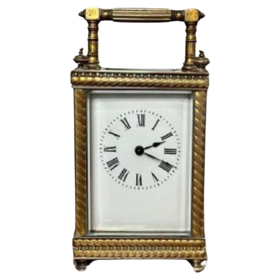 Fine quality antique Victorian brass Carriage Clock  For Sale