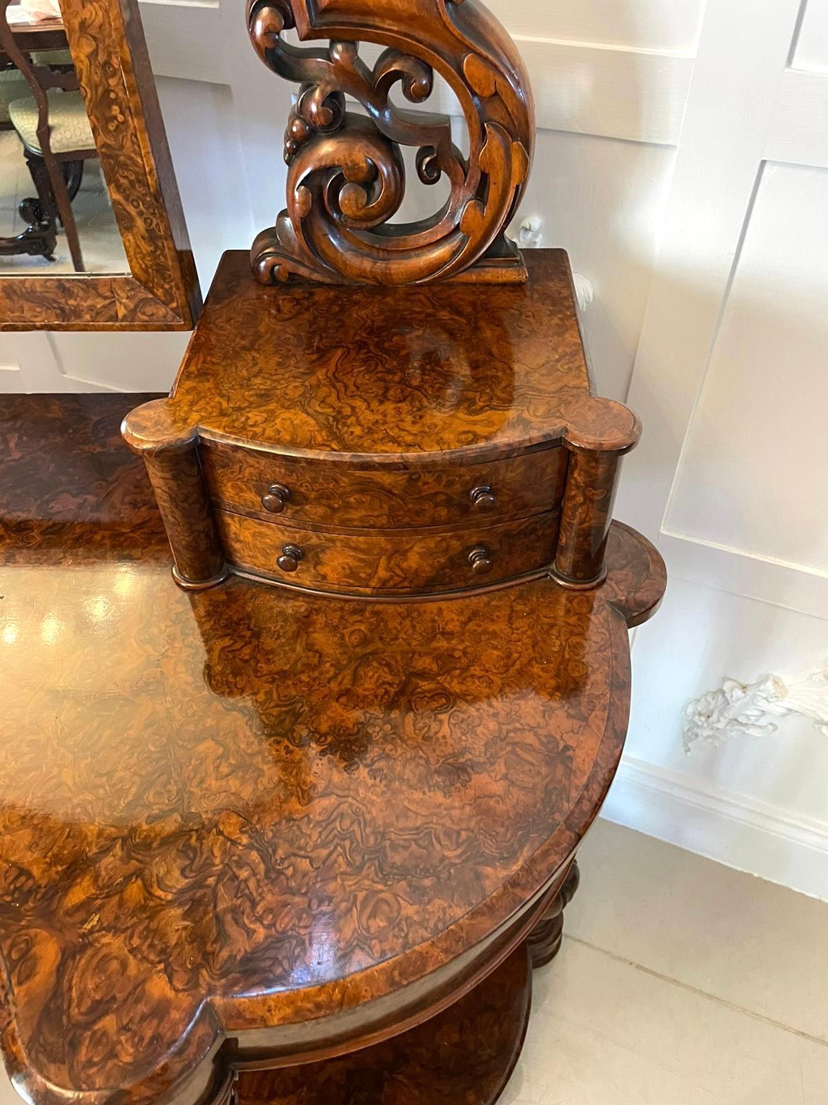 Fine Quality Antique Victorian Burr Walnut Dressing Table For Sale 8