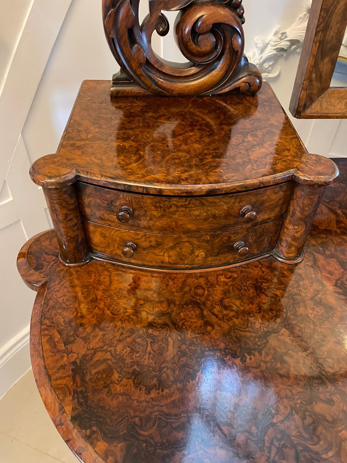 Fine Quality Antique Victorian Burr Walnut Dressing Table In Good Condition For Sale In Suffolk, GB
