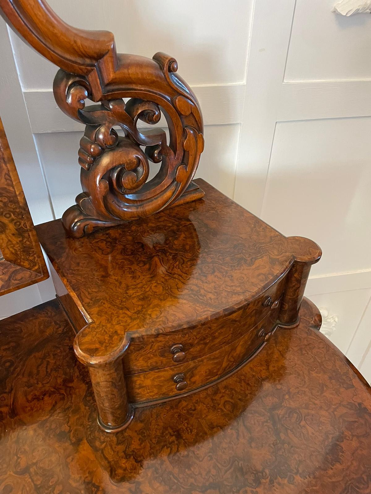 Fine Quality Antique Victorian Burr Walnut Dressing Table For Sale 1