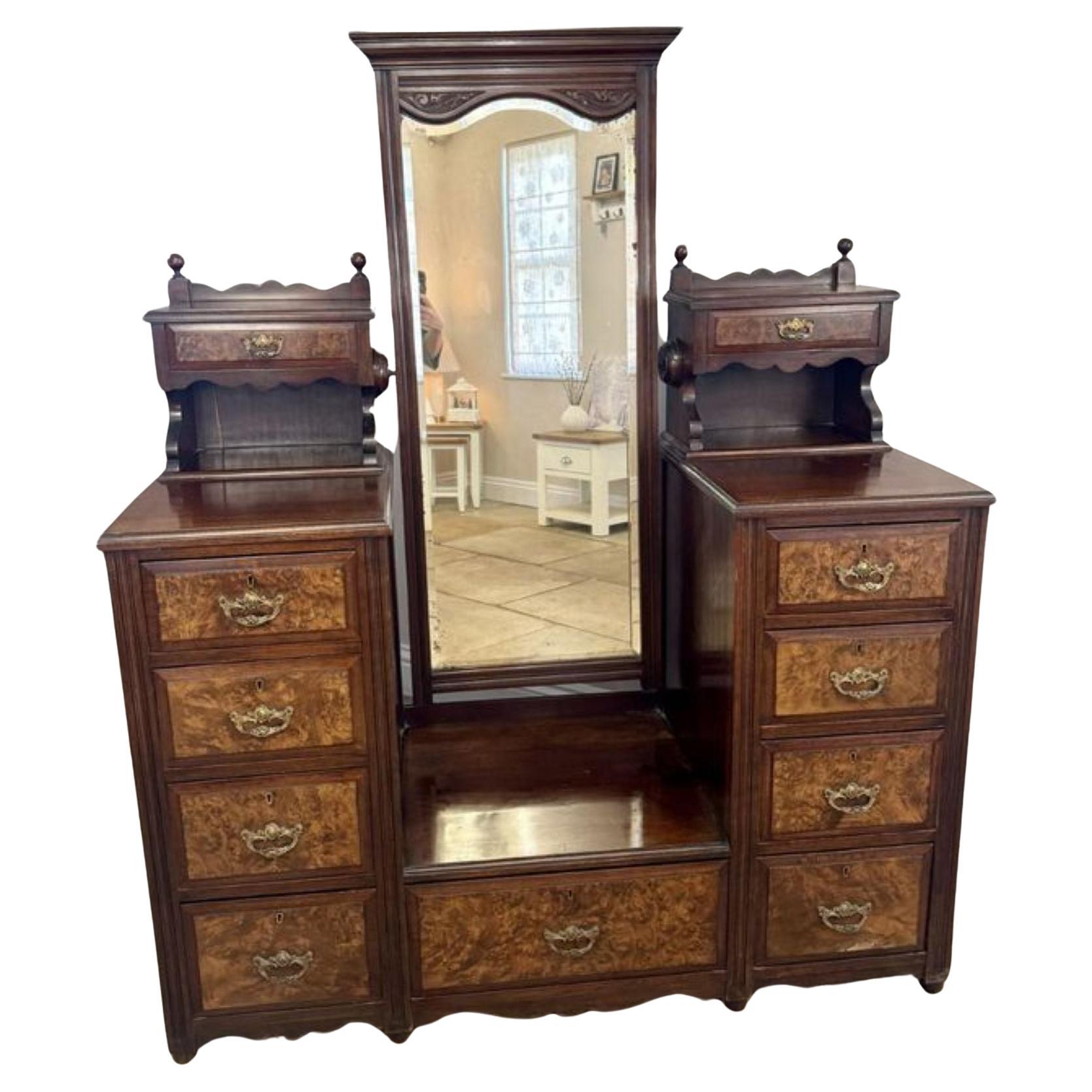 Fine quality antique Victorian burr walnut dressing table For Sale