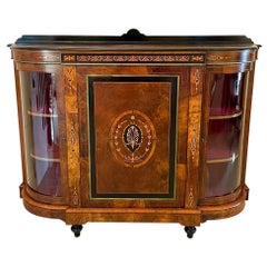 Fine Quality Antique Victorian Burr Walnut Inlaid Credenza