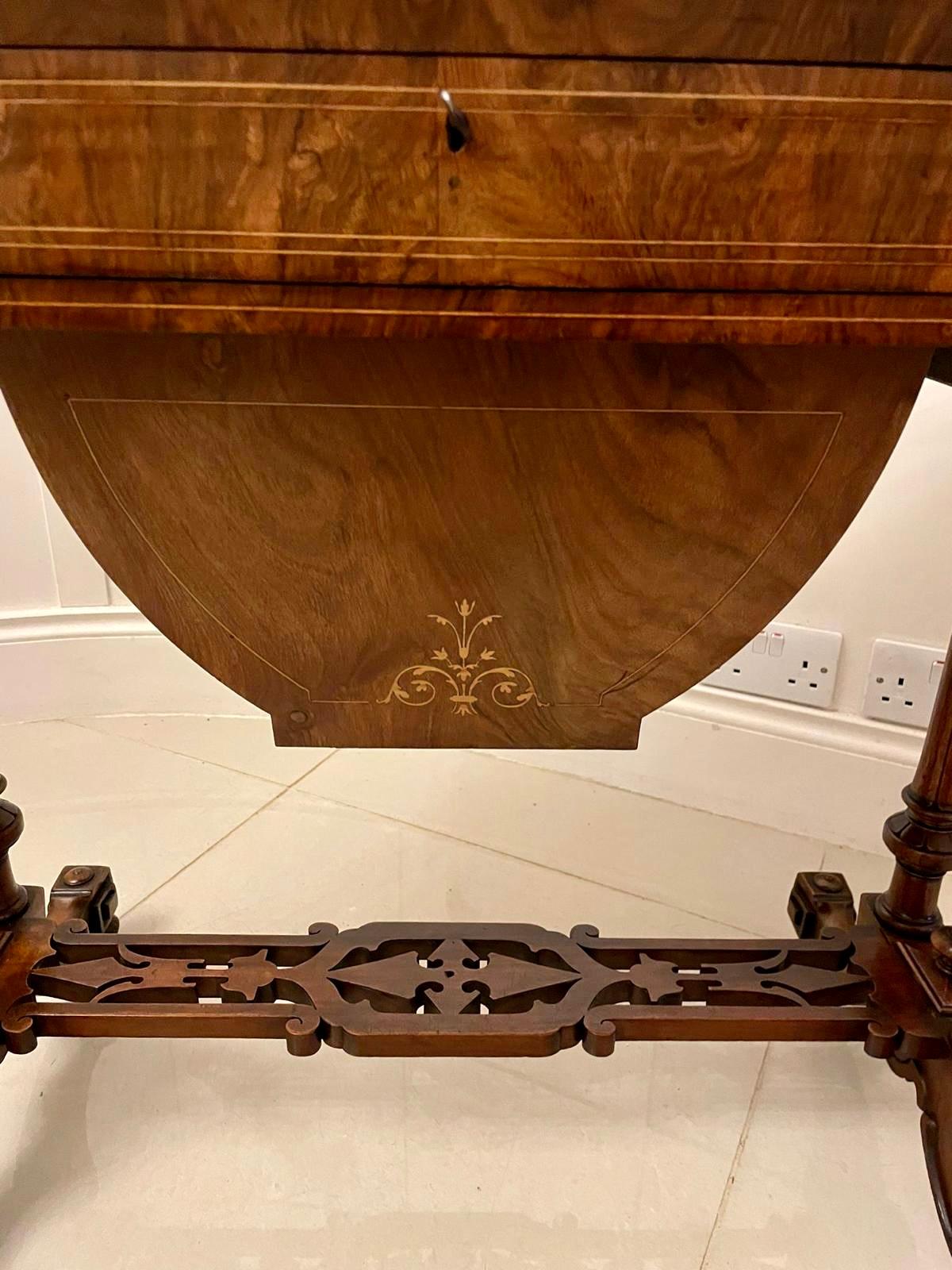 Fine Quality Antique Victorian Burr Walnut Inlaid Games Table For Sale 7