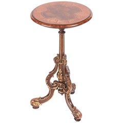 Fine Quality Antique Victorian Burr Walnut Inlaid Lamp Table