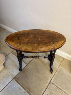 Fine quality antique Victorian burr walnut inlaid oval occasional table