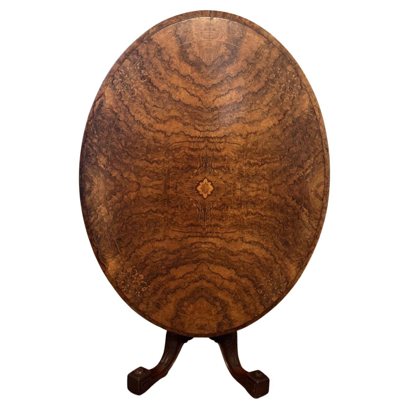 Fine quality antique Victorian burr walnut loo table For Sale