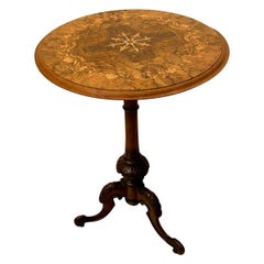 Fine Quality Antique Victorian Burr Walnut Marquetry Inlaid Circular Lamp Table Fine Quality Antique Victorian Burr Walnut Marquetry Inlaid Circular Lamp Table