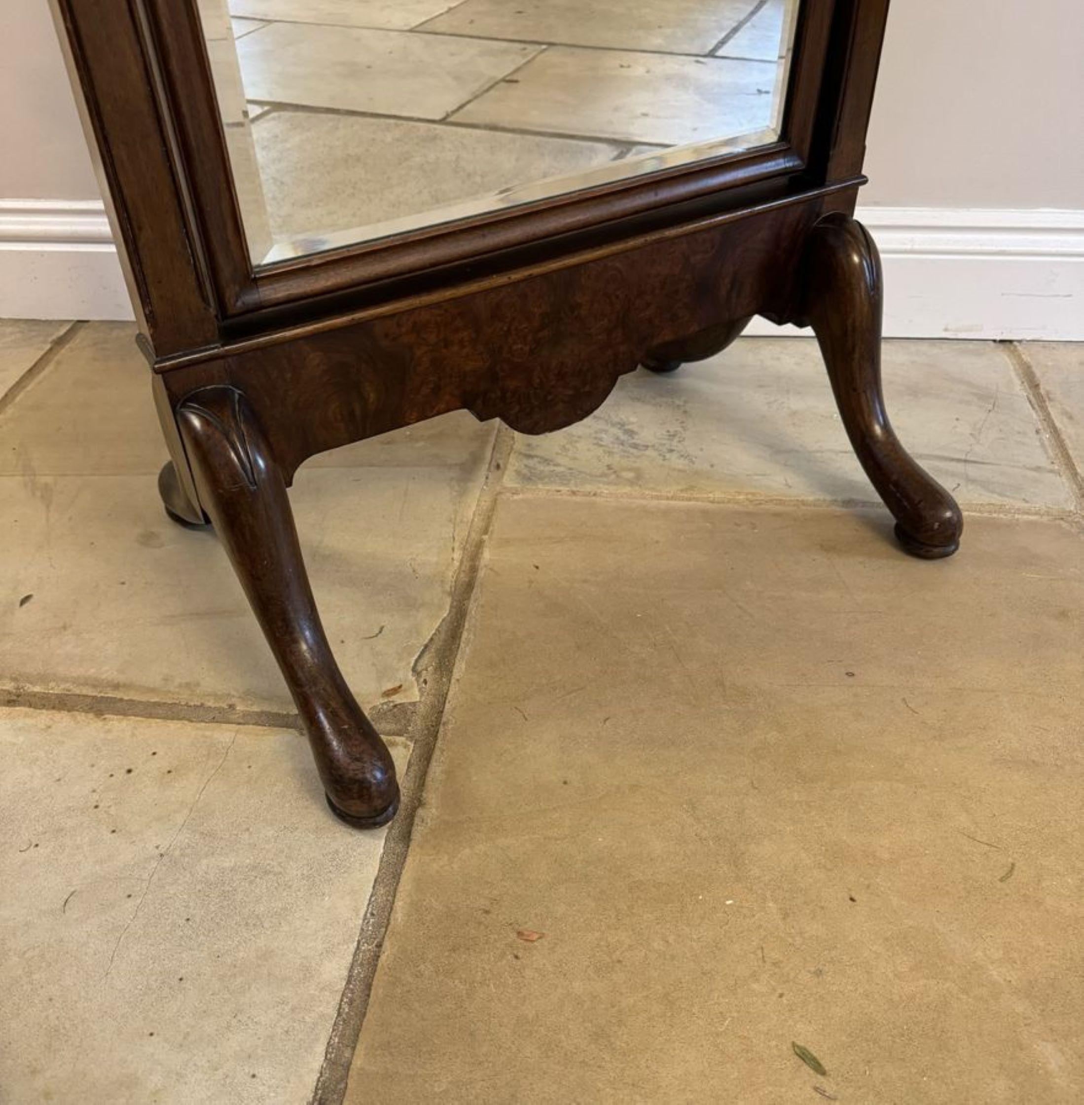 Early Victorian Fine quality antique Victorian carved walnut cheval mirror