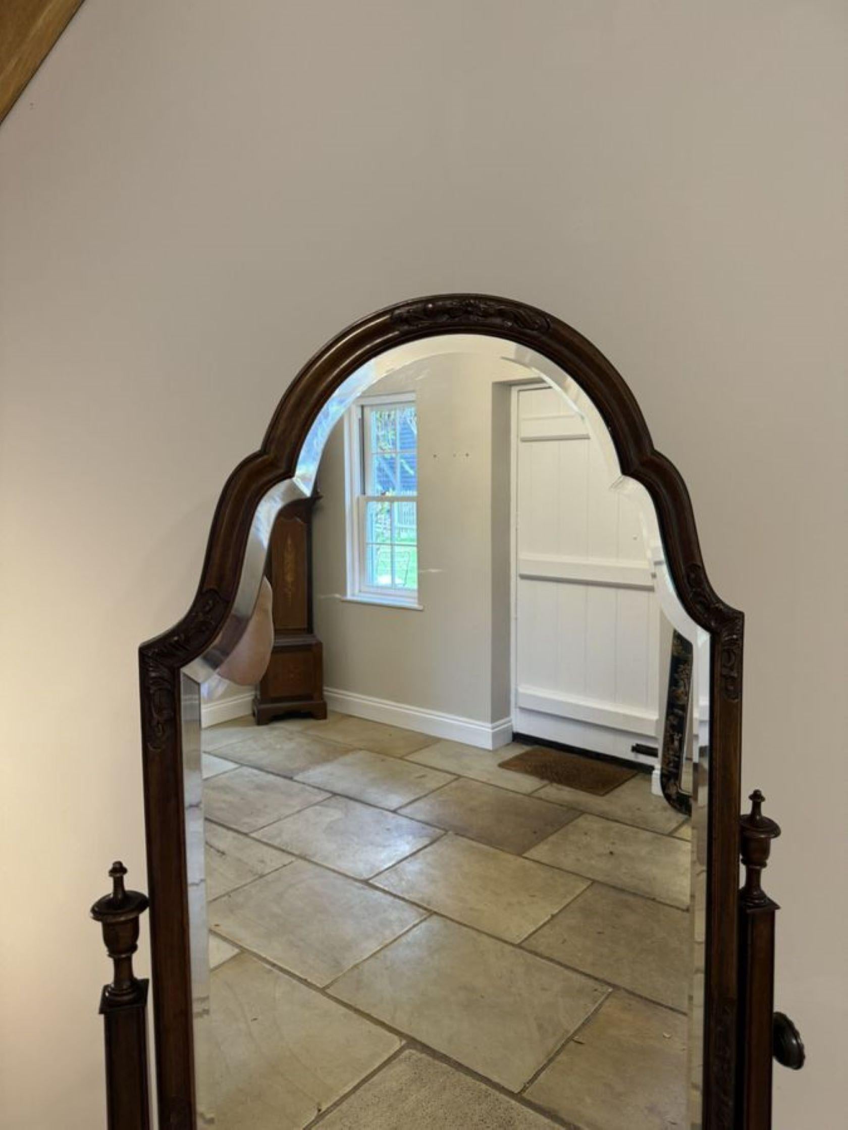 19th Century Fine quality antique Victorian carved walnut cheval mirror
