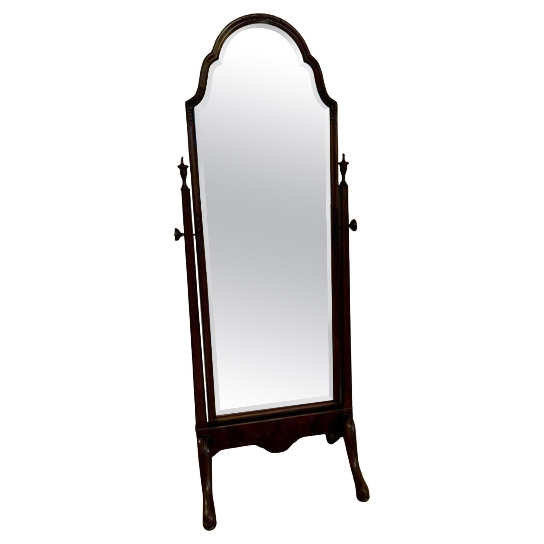 Fine quality antique Victorian carved walnut cheval mirror